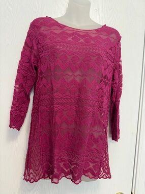 Fuchsia Lace Tunic Top